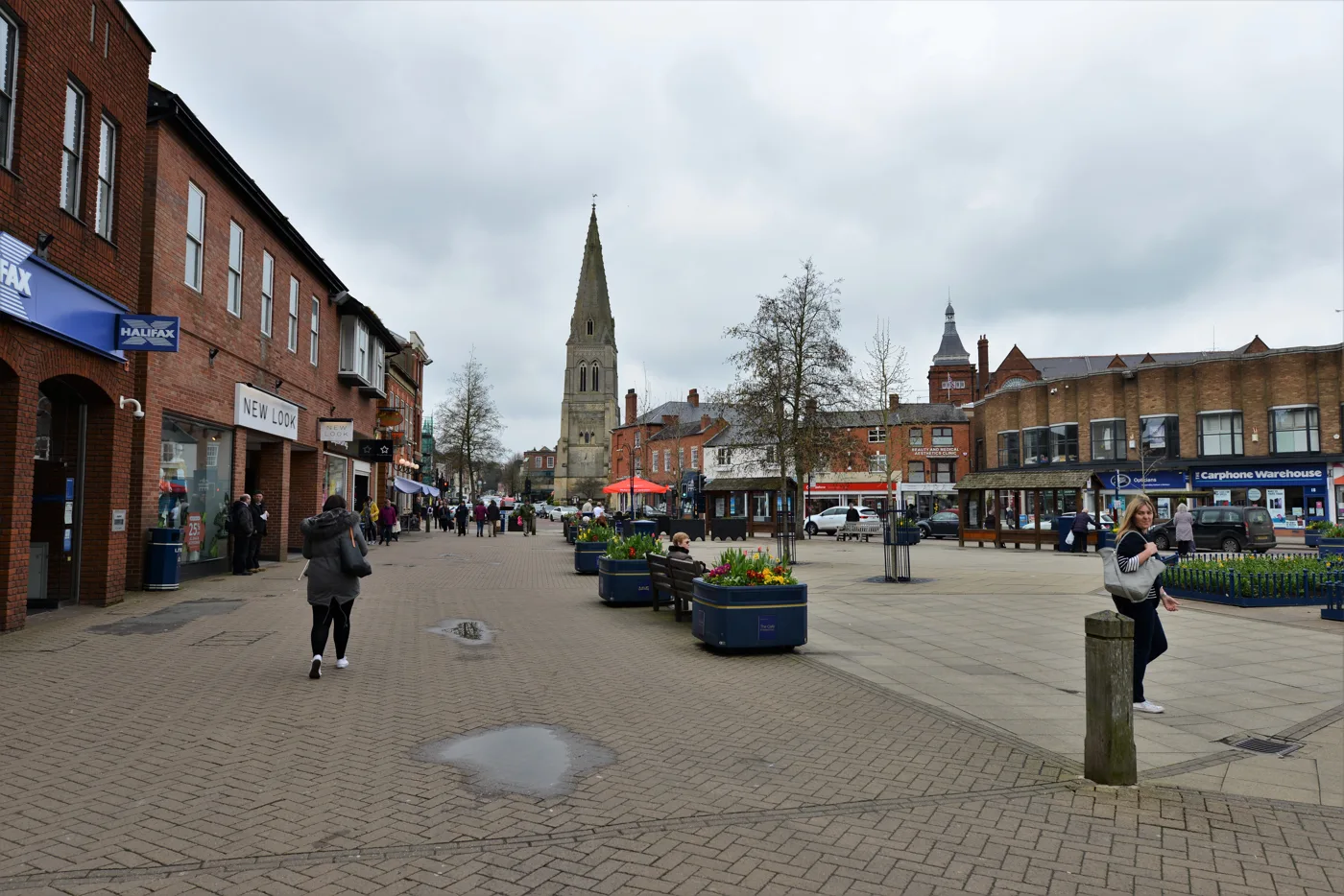 The Square in Market Harborough, one of the streets where businesses flooded on 21 September 2024. The photo was taken on a normal day, not during the flood